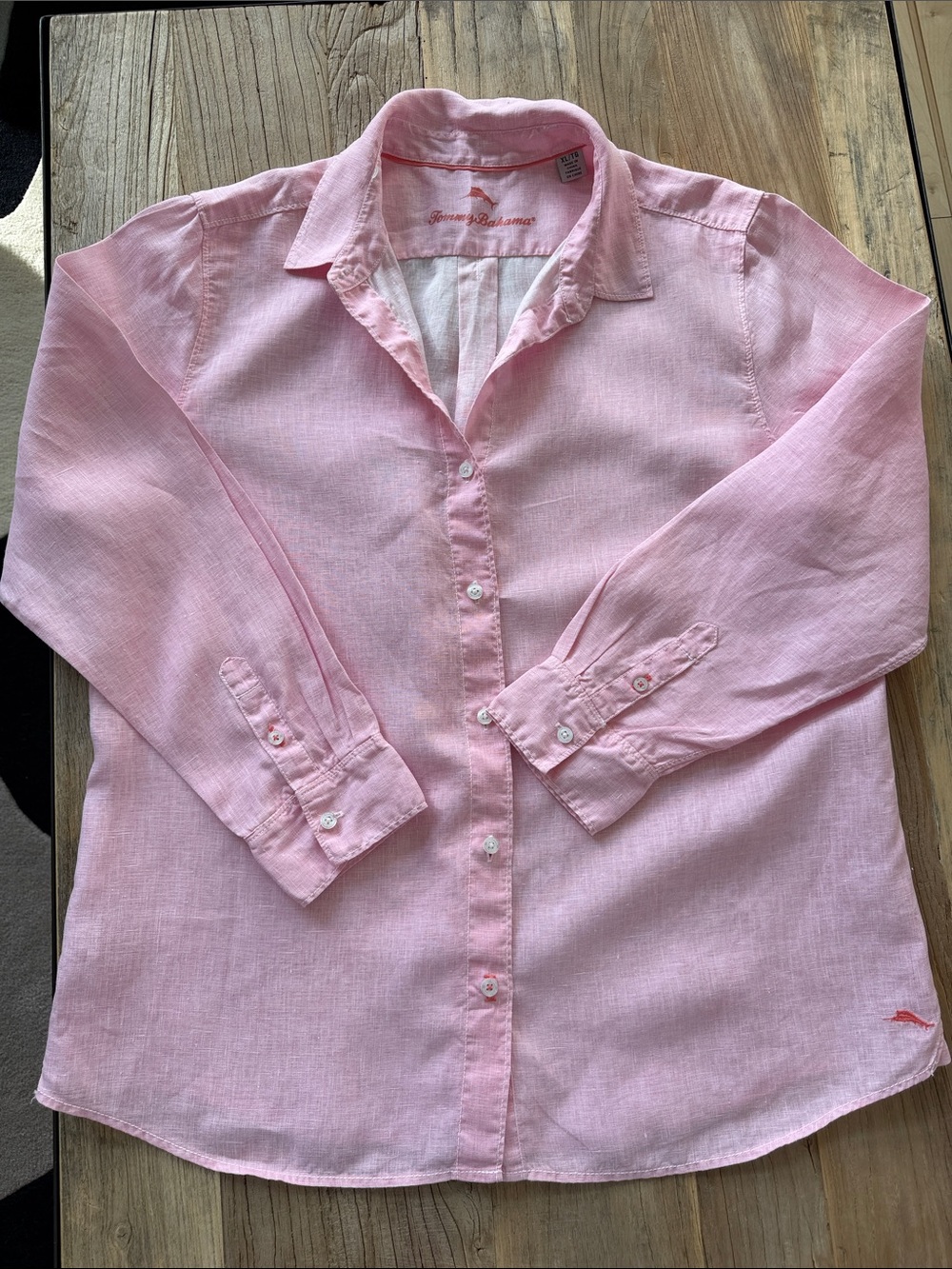 Tommy Bahama Light Pink Women's Button-Down Linen Shirt